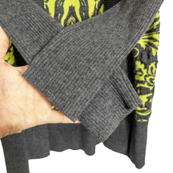 Alberto Makali Cardigan Sweater Long Sz S Green Gray Open Front Shawl Collar - Picture 3 of 10